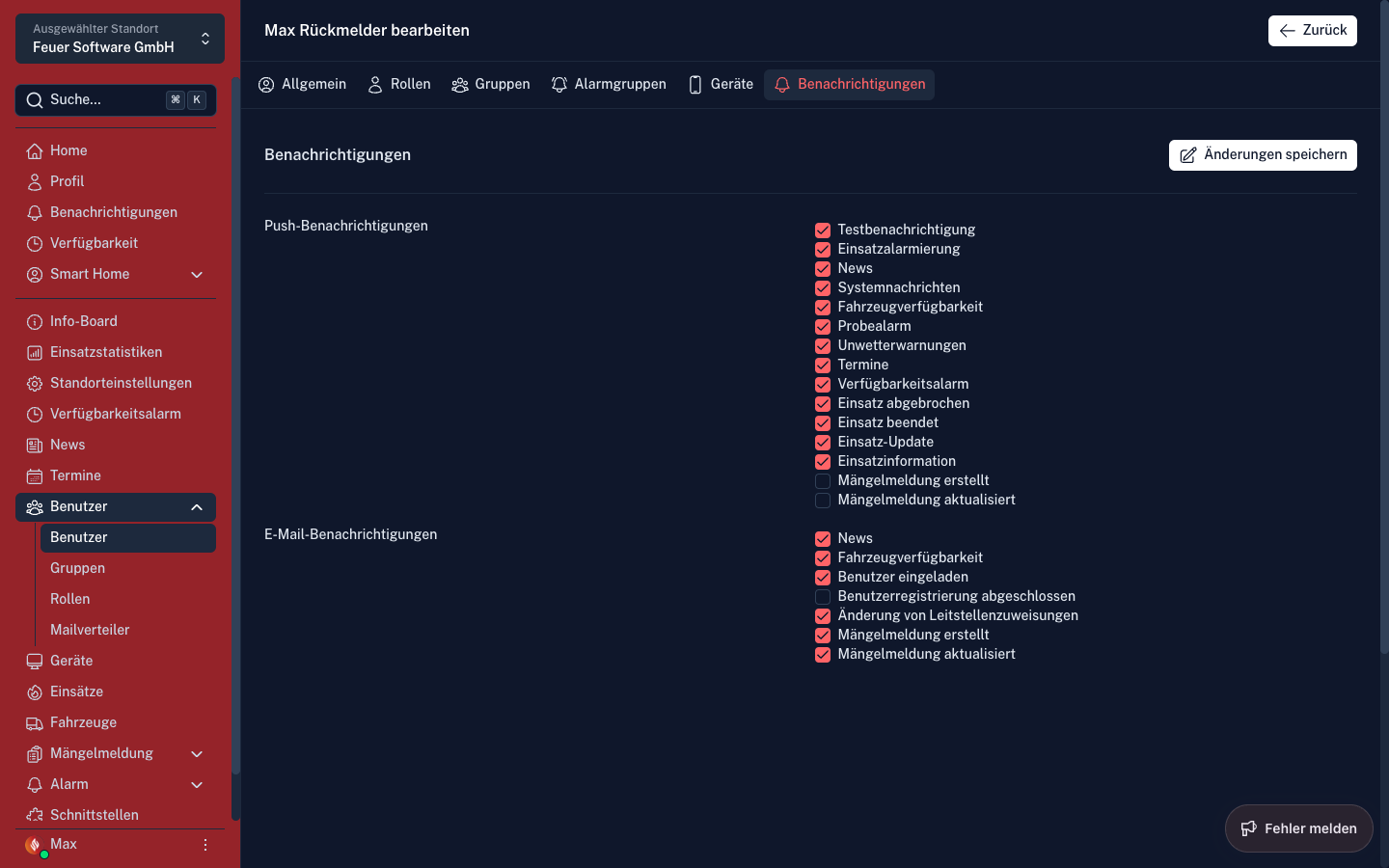 Screenshot: Benutzer – Tab Benachrichtigungen