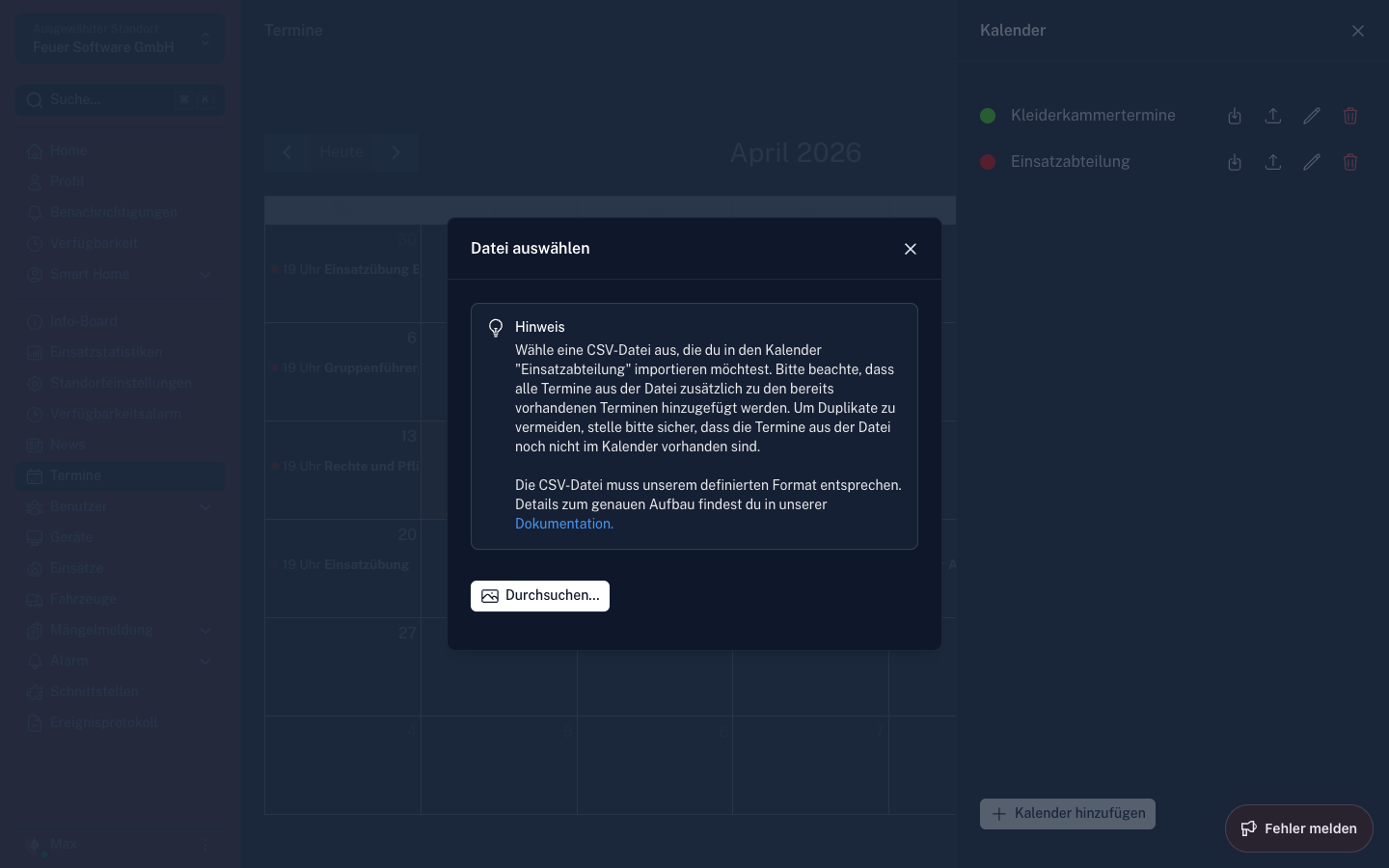 Screenshot: CSV-Import