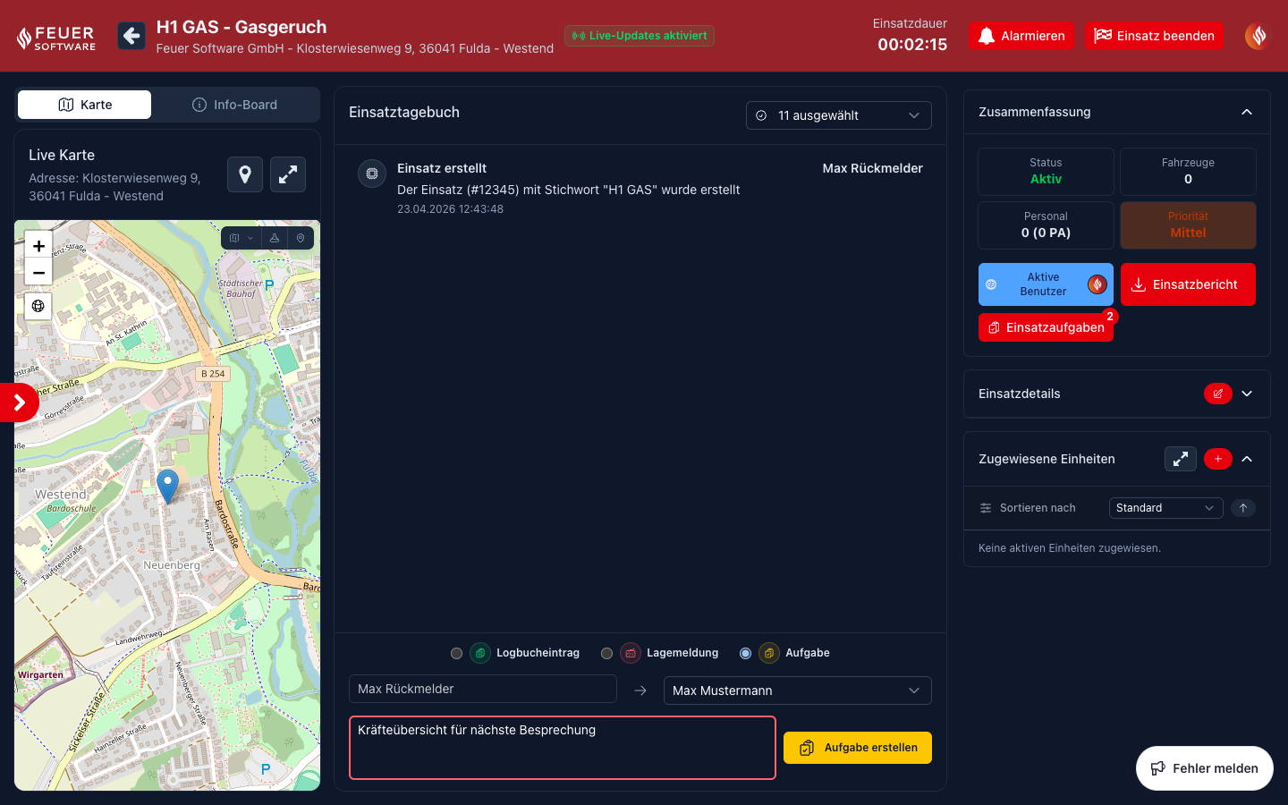 Screenshot: Aufgabe-Erstellungsformular (Modal)