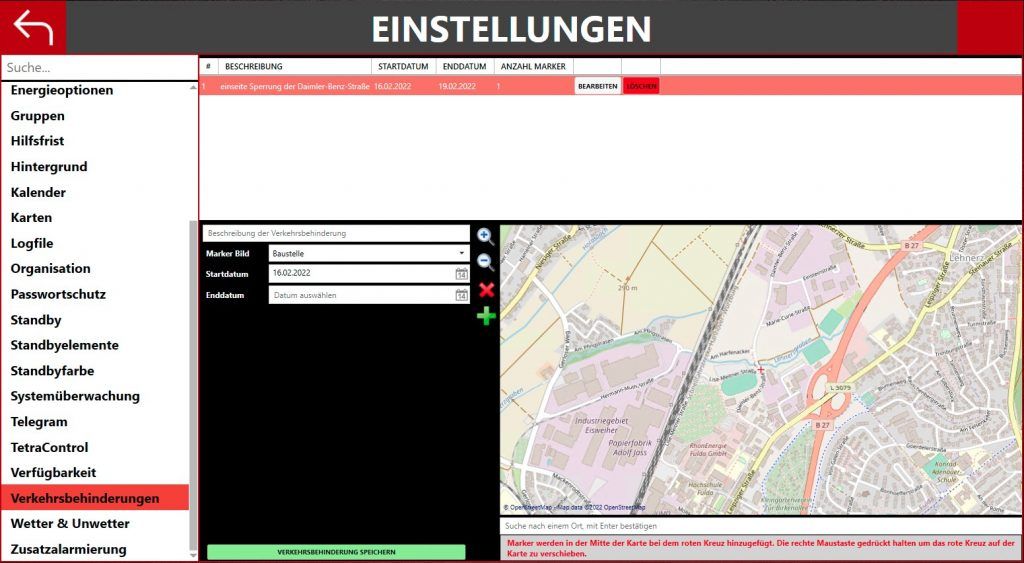 EinsatzMonitor Verkehrsbehinderungen