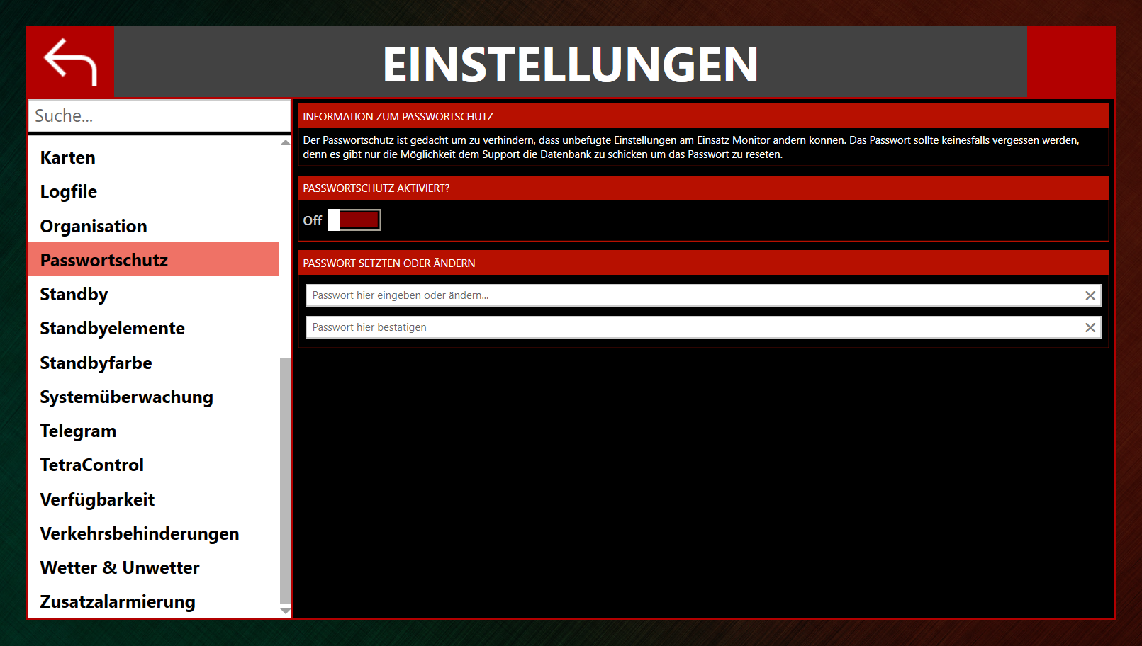 EinsatzMonitor Passwortschutz