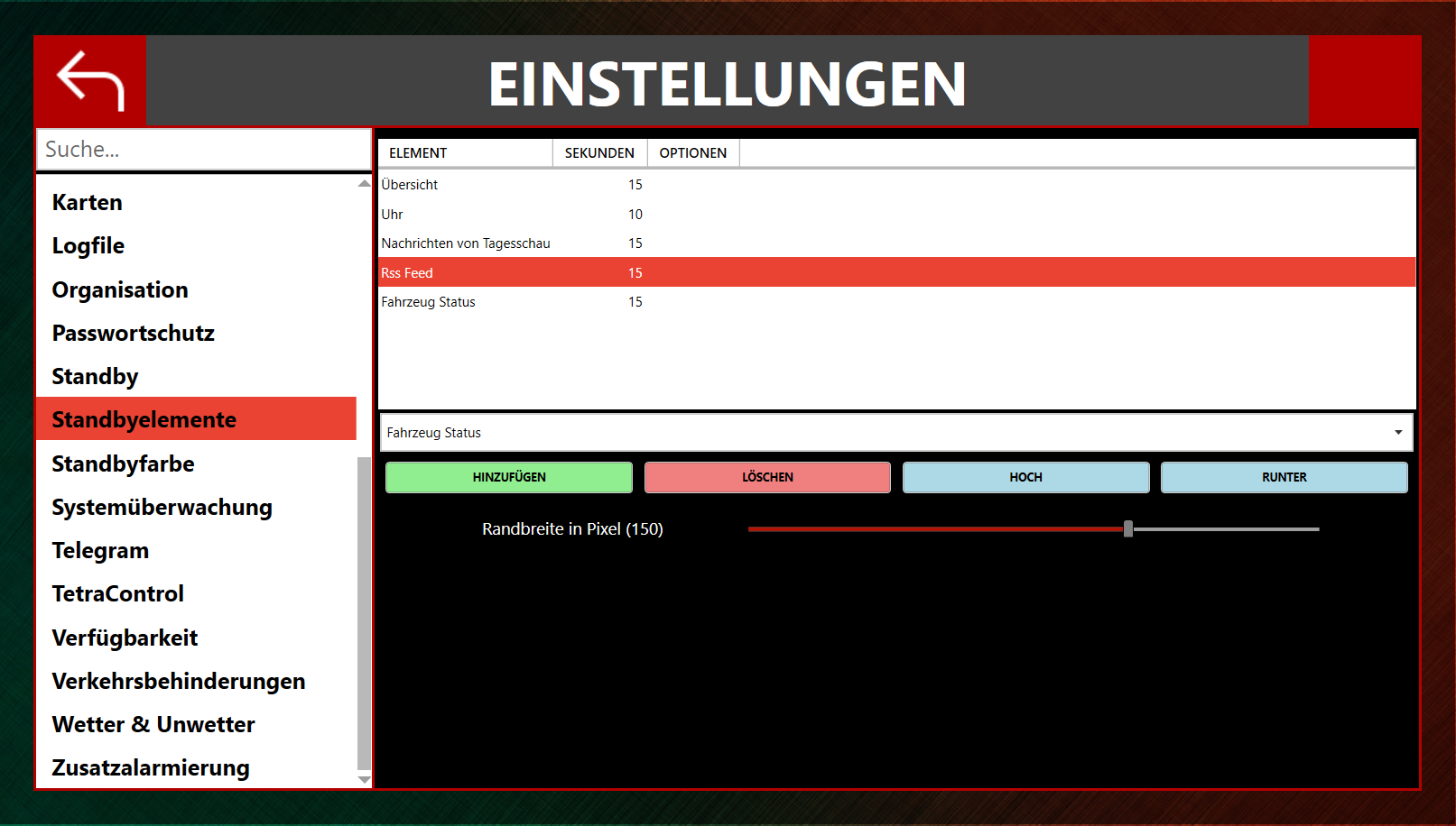 EinsatzMonitor Standbyelemente