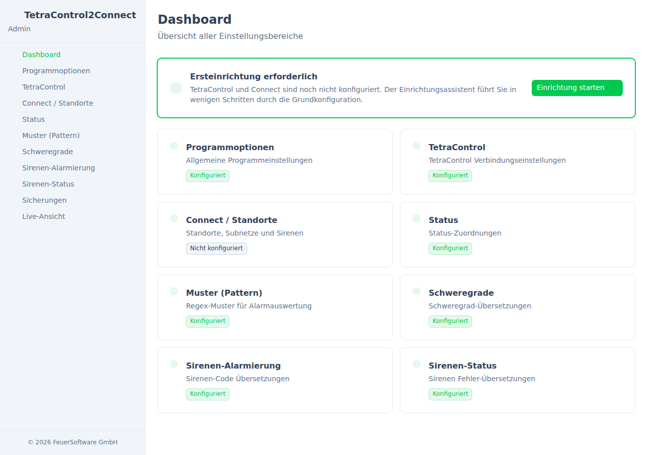 Neue Admin-Oberfläche für TetraControl2Connect