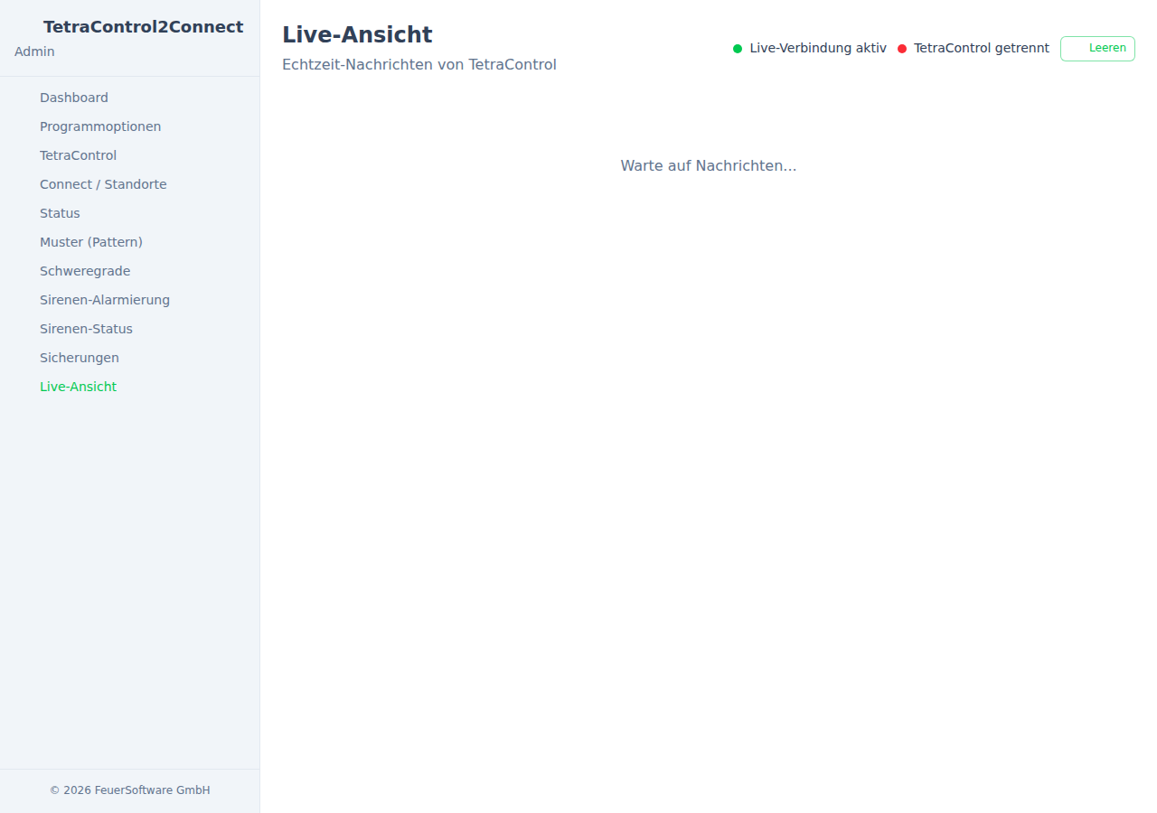 TetraControl2Connect Live-Ansicht