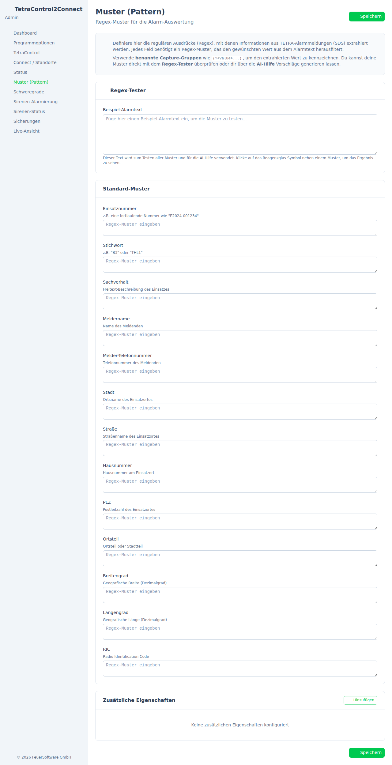 TetraControl2Connect Muster/Pattern Einstellungen