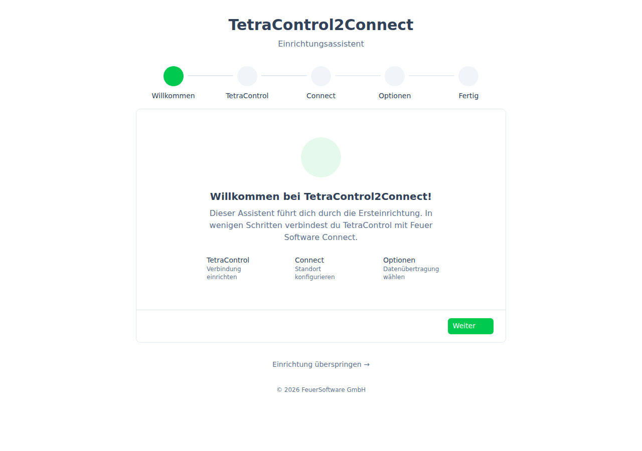 TetraControl2Connect Einrichtungsassistent